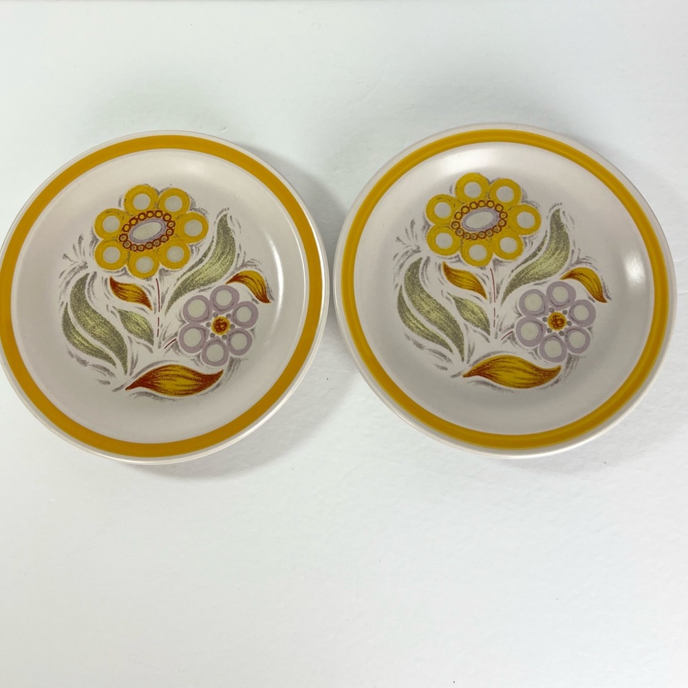 Two Vintage Nikko Stoneware lunch plates made in Japan purple sunflower sage